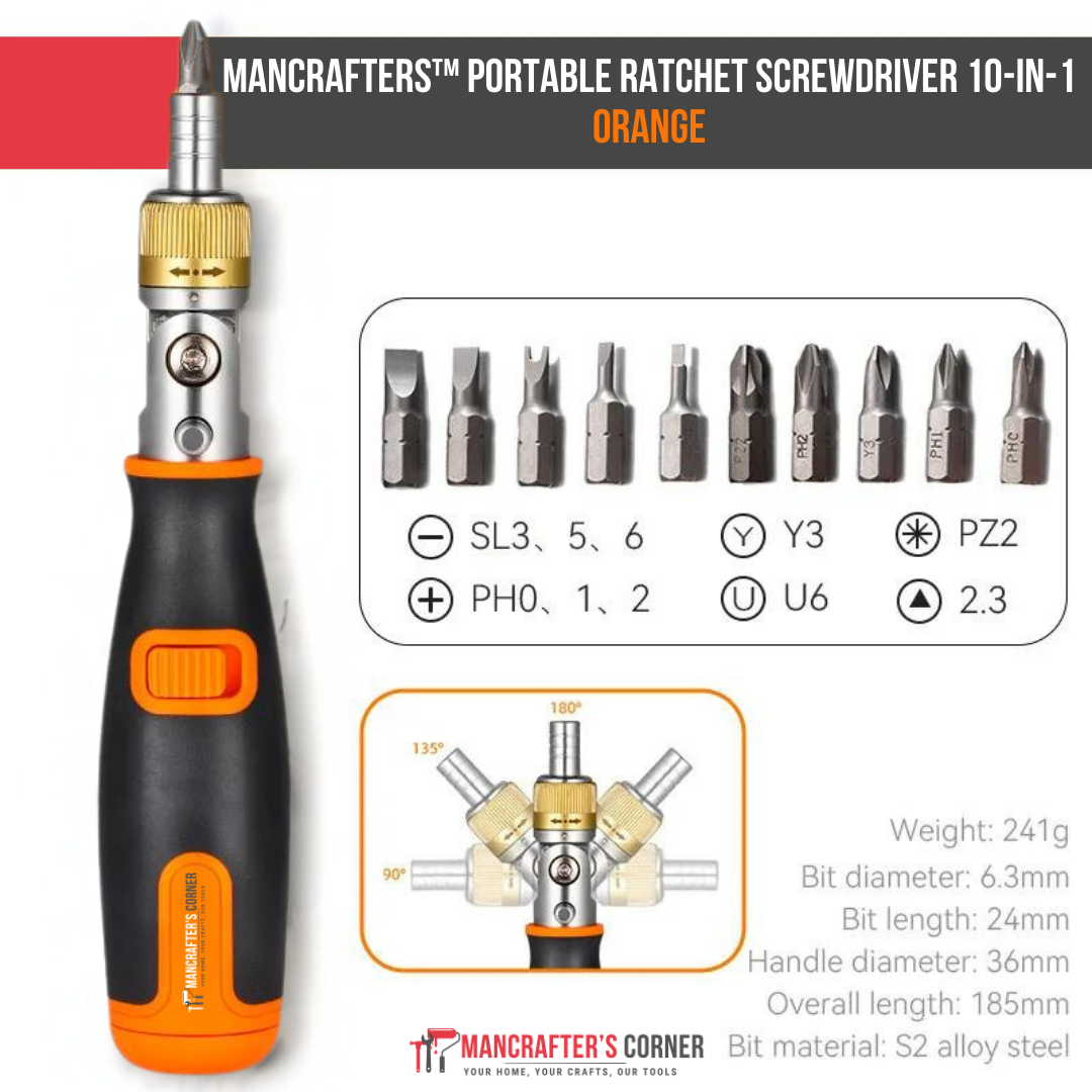 ManCrafters™ Portable Ratchet Screwdriver 10-in-1